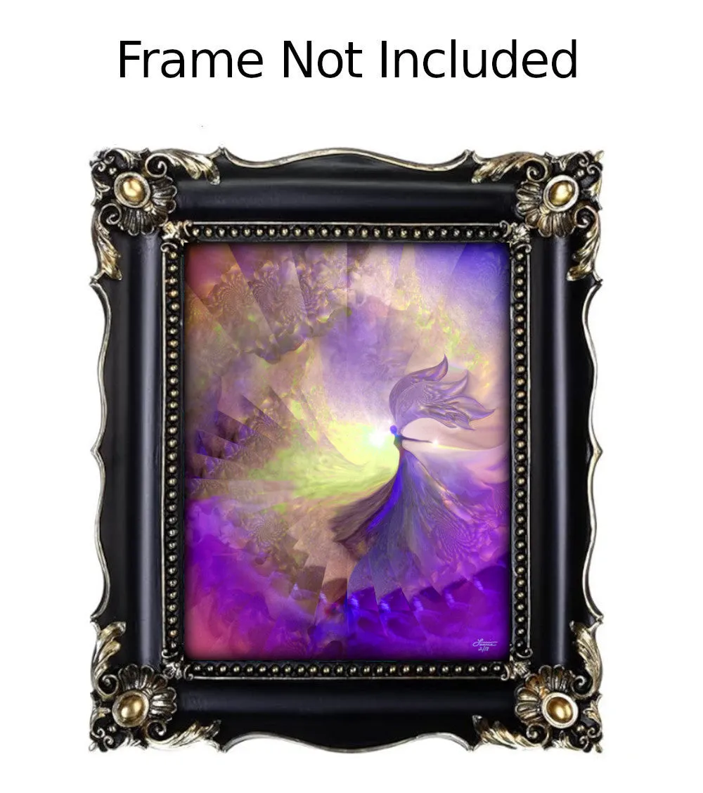 Violet Guardian Angel Art Print, Reiki-Attuned Wall Decor - "The Clearing"
