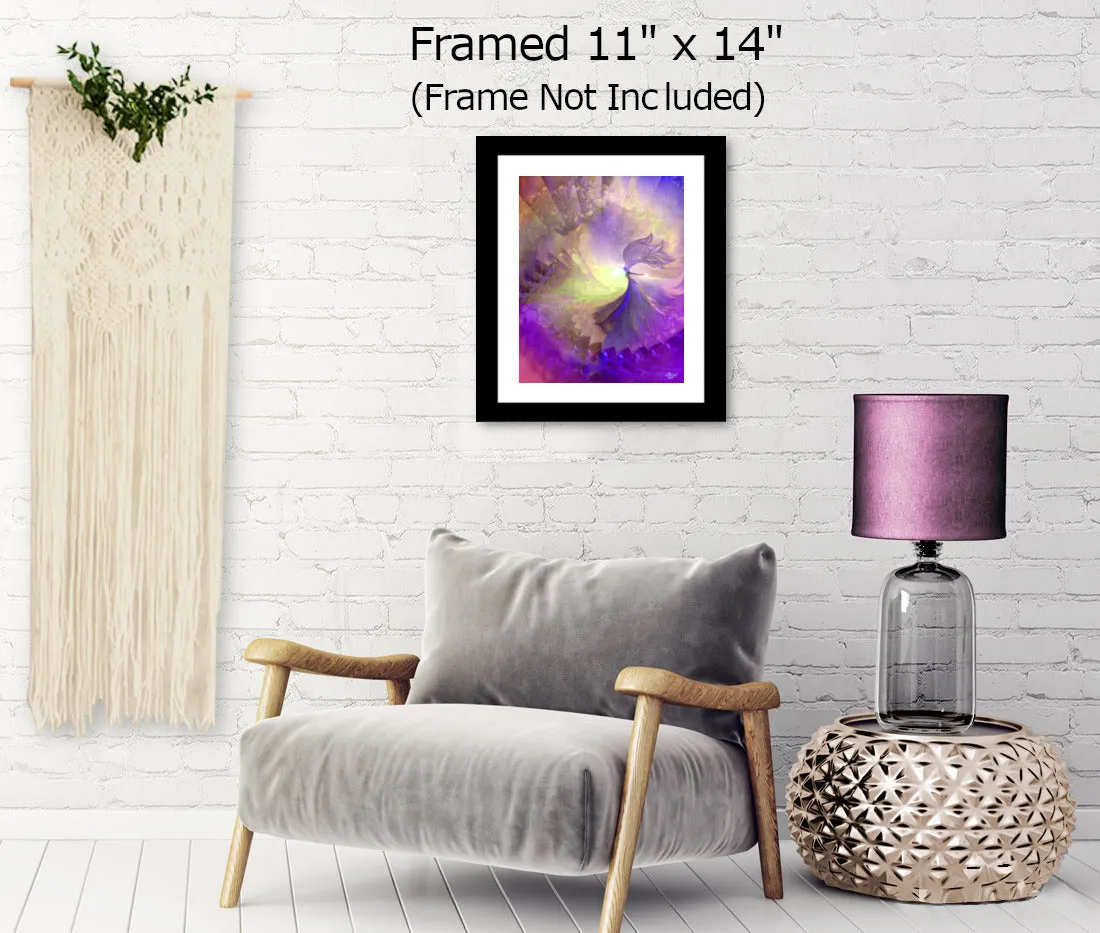 Violet Guardian Angel Art Print, Reiki-Attuned Wall Decor - "The Clearing"