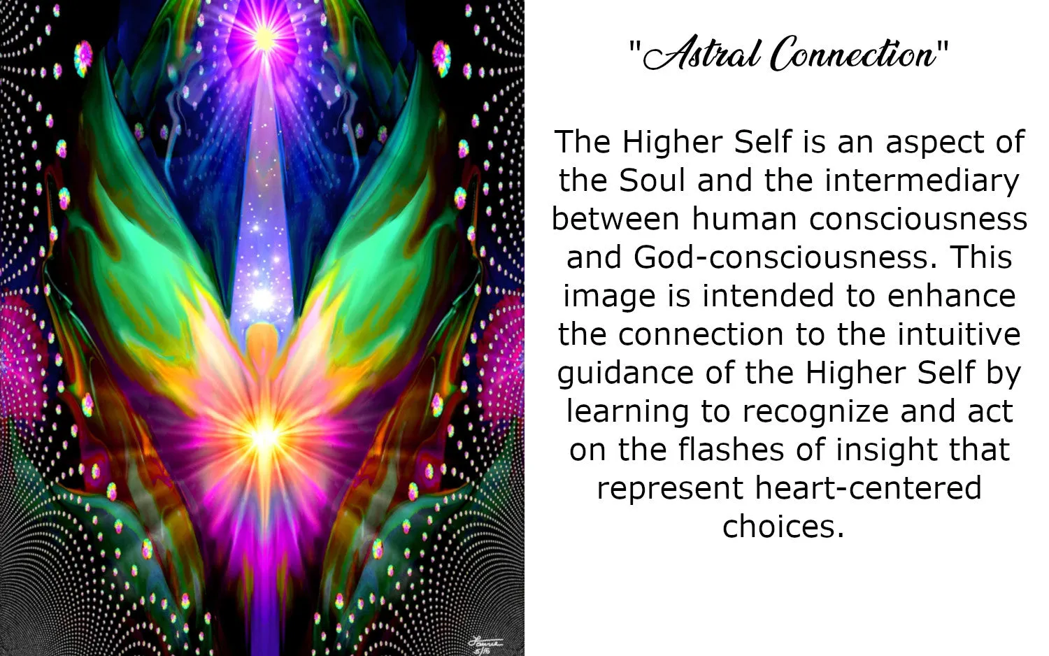Visionary Art Print, Psychedelic Guardian Angel, Rainbow Energy Artwork by Primal Painter - "Astral Connection"