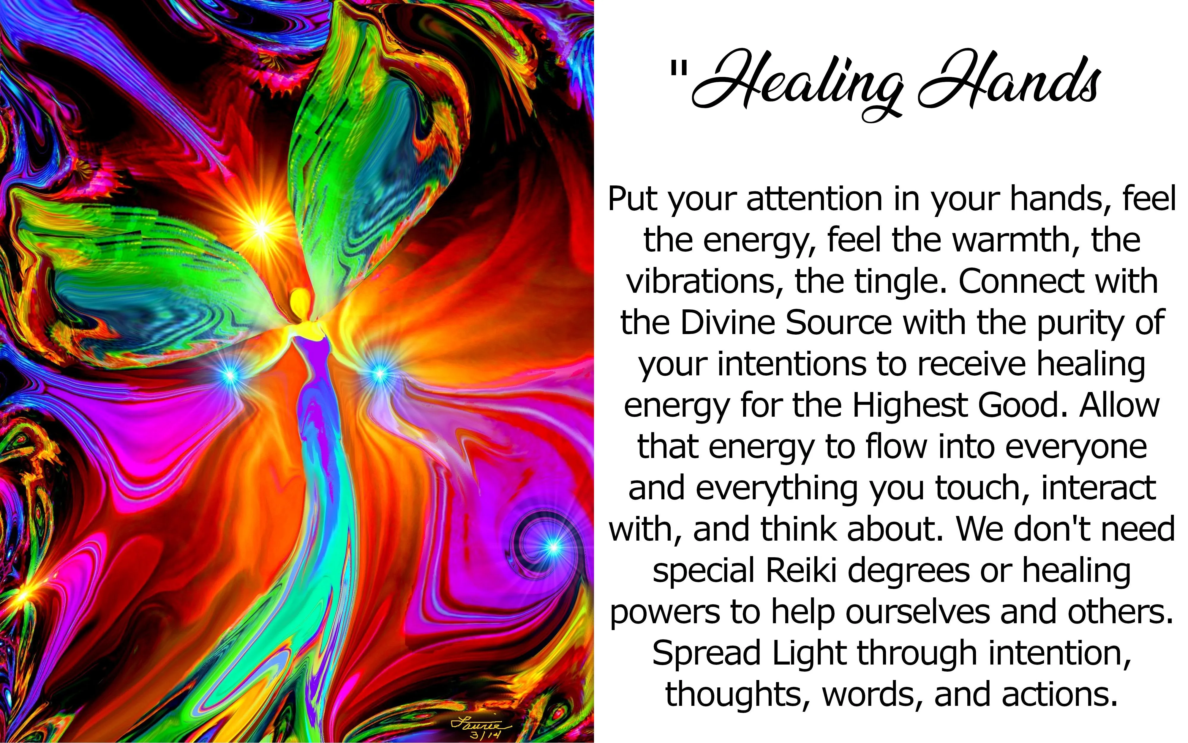 Visionary Art Wall Tapestry, Reiki Throw, Soft Fleece Blanket - "Healing Hands"