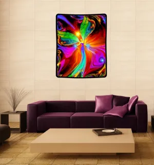 Visionary Art Wall Tapestry, Reiki Throw, Soft Fleece Blanket - "Healing Hands"