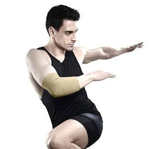 Vissco Elbow Support Relief Belt for Elbow Joint Pain, Sport Injuries, Tennis Elbow, Joint Sprain & Strain For Men & Women | Elbow Support for Gym | Sleeves for Cricket, Volleyball - XL (Beige)