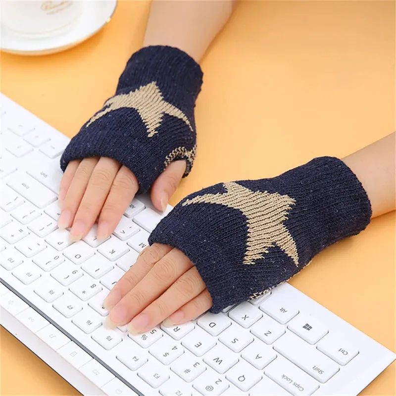 Warm Knitted Fingerless Gloves - Autumn Winter Stretch Imitation Wool Mittens for Outdoor Office Writing, Women Men