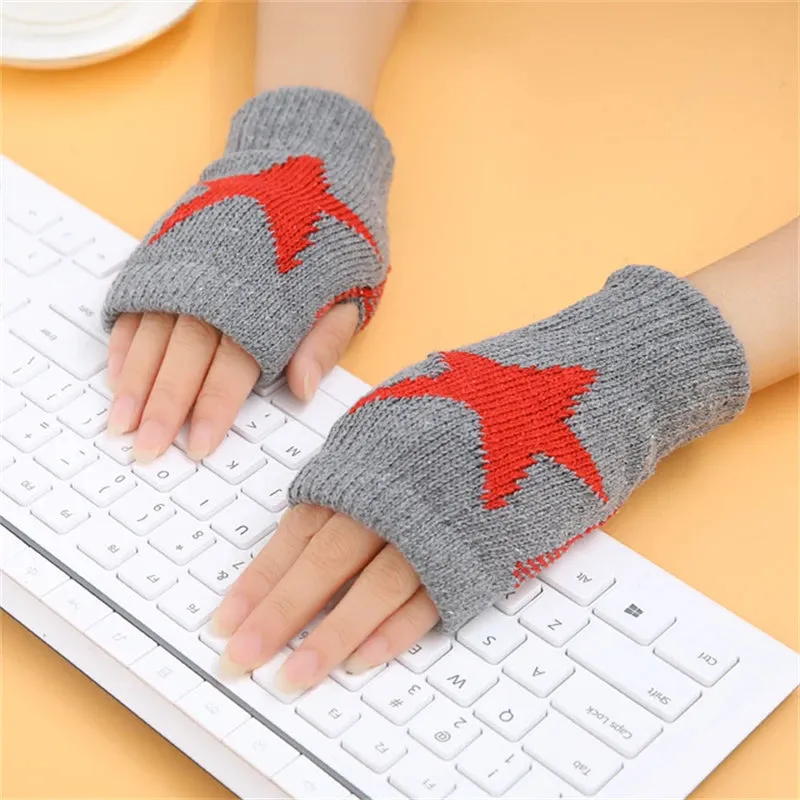 Warm Knitted Fingerless Gloves - Autumn Winter Stretch Imitation Wool Mittens for Outdoor Office Writing, Women Men