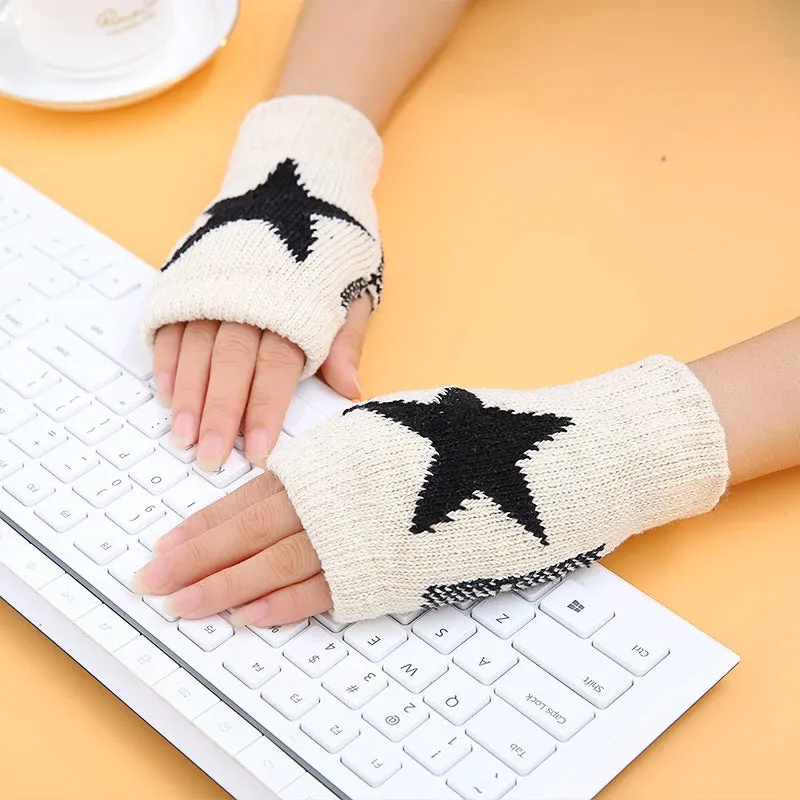 Warm Knitted Fingerless Gloves - Autumn Winter Stretch Imitation Wool Mittens for Outdoor Office Writing, Women Men
