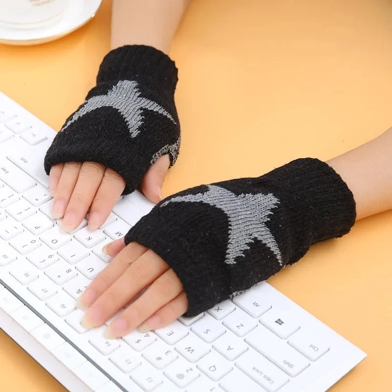 Warm Knitted Fingerless Gloves - Autumn Winter Stretch Imitation Wool Mittens for Outdoor Office Writing, Women Men