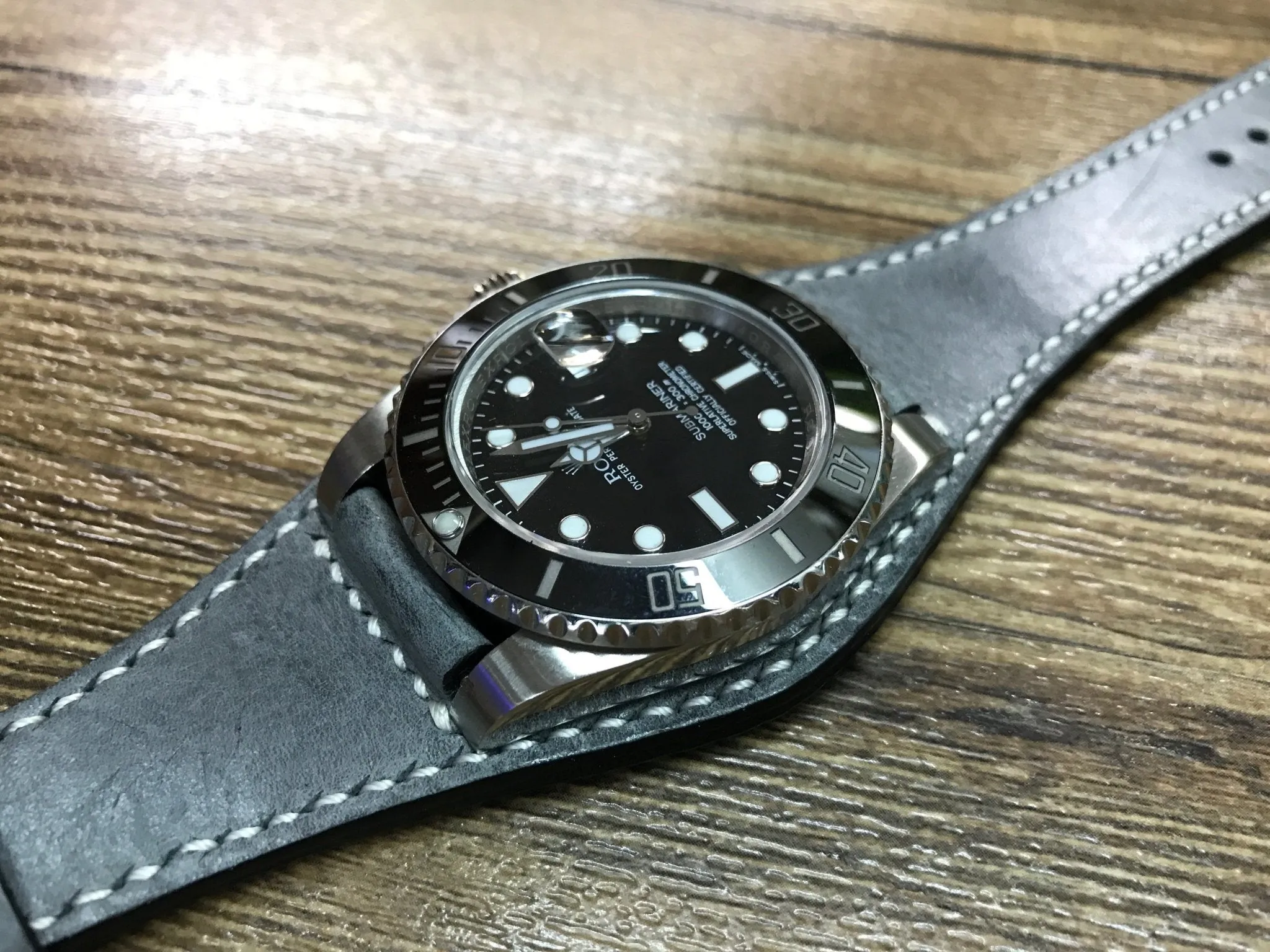 Watch Strap 20mm, Vintage Grey Leather Watch Strap, Bund Style Watch Band, Handmade Wristwatch Band, Valentines Day Gift Ideas