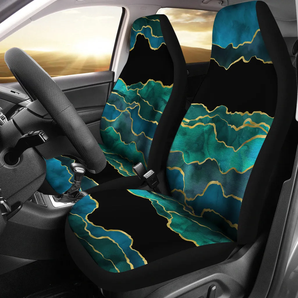 Watercolor Teal Agate Car Seat Covers (Set of 2)