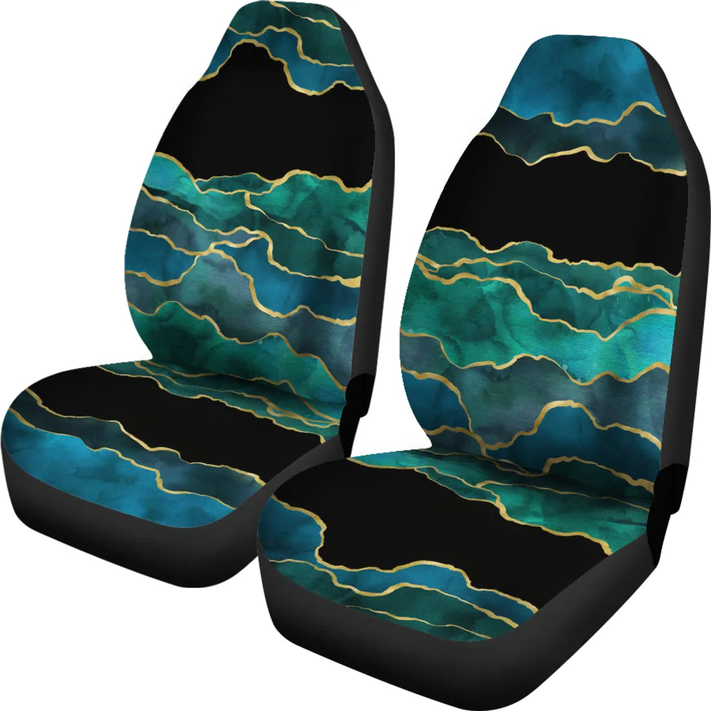 Watercolor Teal Agate Car Seat Covers (Set of 2)