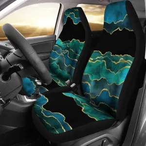 Watercolor Teal Agate Car Seat Covers (Set of 2)