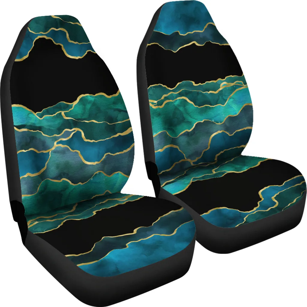 Watercolor Teal Agate Car Seat Covers (Set of 2)