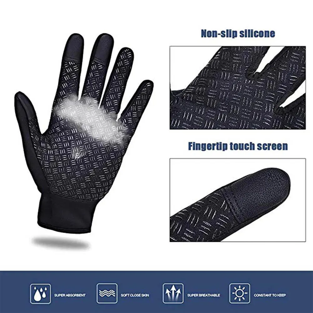 Waterproof Windproof Winter Gloves - Cold Gloves for Men, Snowboard Motorcycle Riding Driving Warm Touchscreen Zipper Glove