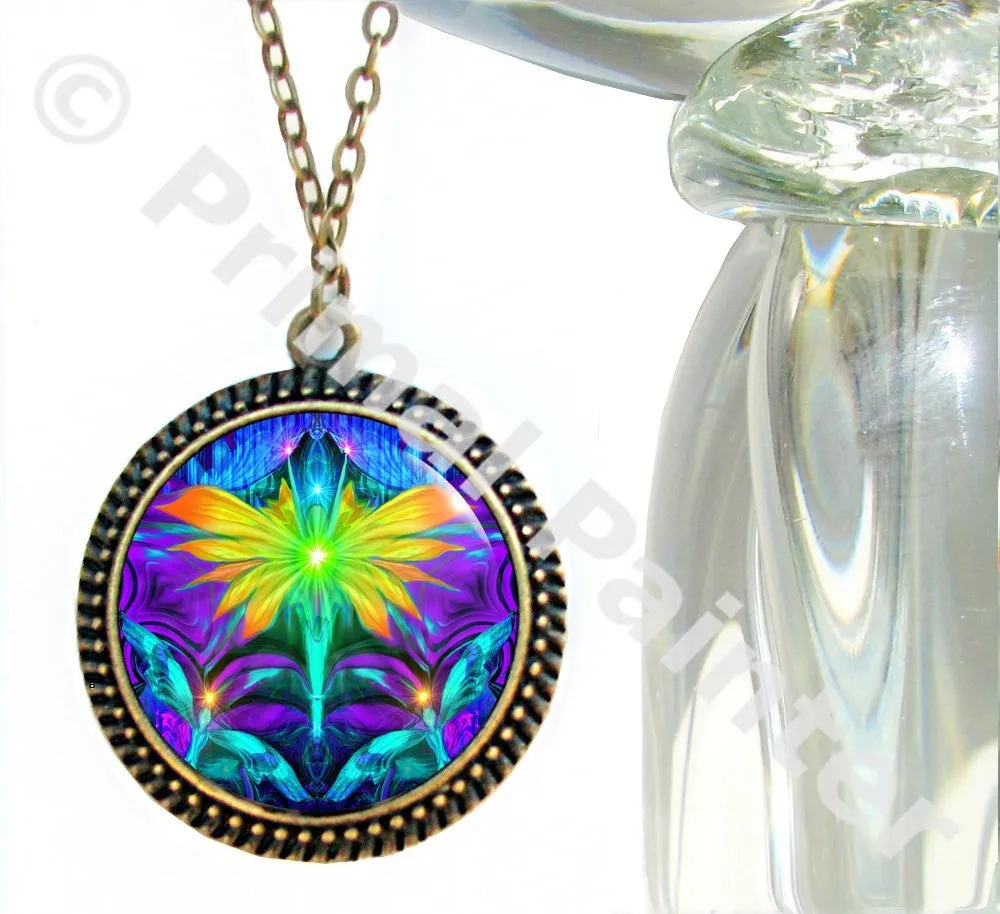 Wearable Art Pendant, Rainbow Fairy Energy Necklace, Chakra Jewelry - "Centered"