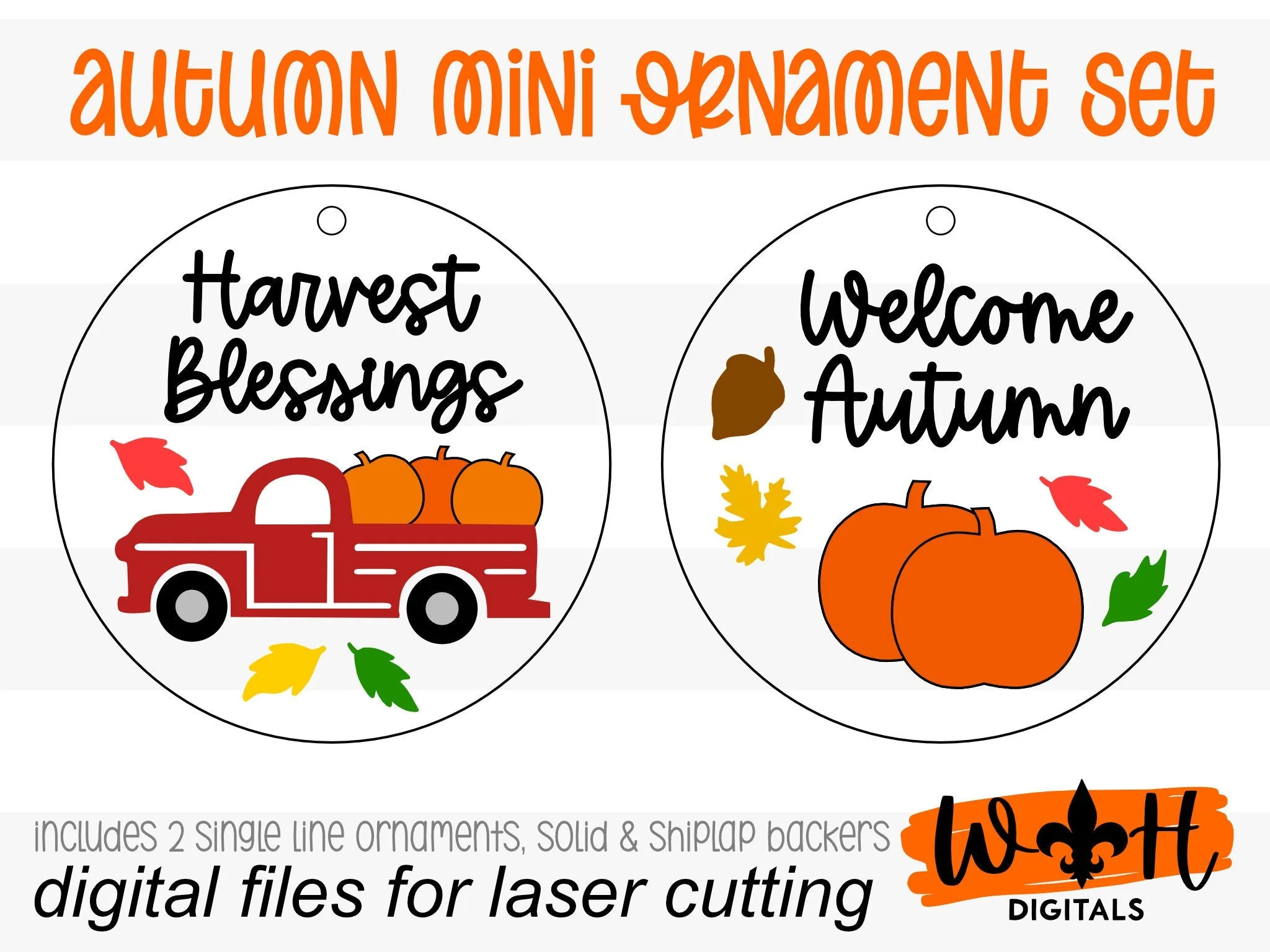 Welcome Autumn and Harvest Blessings Fall Traditions Mini Ornament Set - Files for Cutting Machines and Glowforge Lasers - Digital SVG File