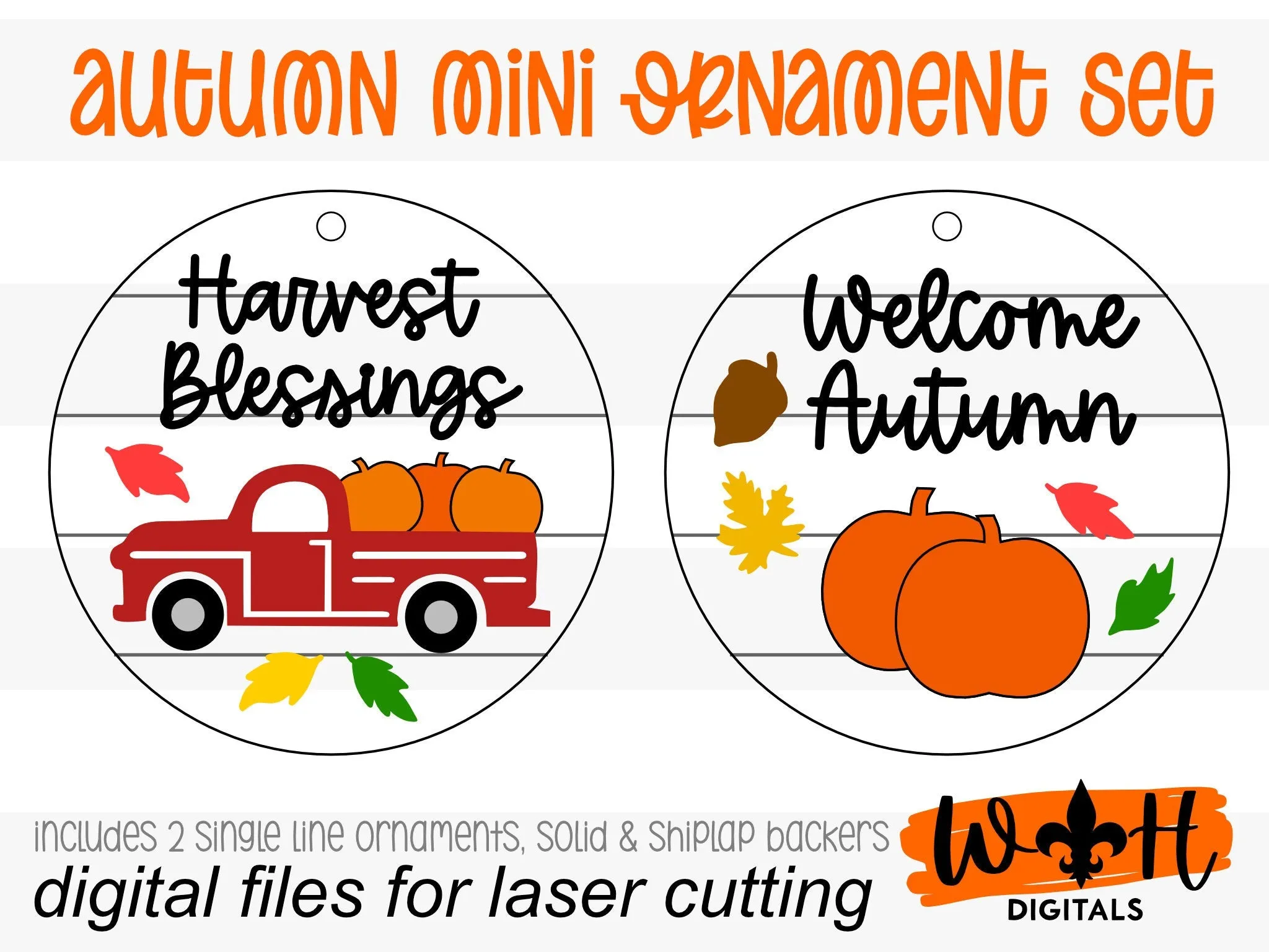 Welcome Autumn and Harvest Blessings Fall Traditions Mini Ornament Set - Files for Cutting Machines and Glowforge Lasers - Digital SVG File