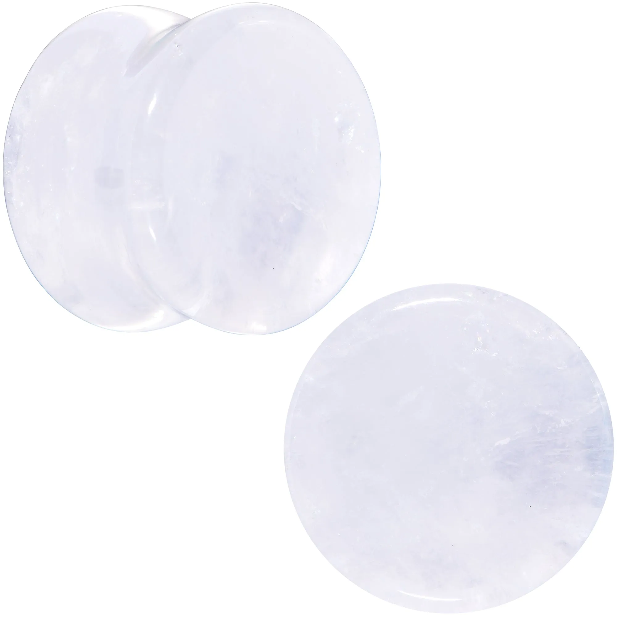 White Cloudy Quartz Double Flare Plug Set