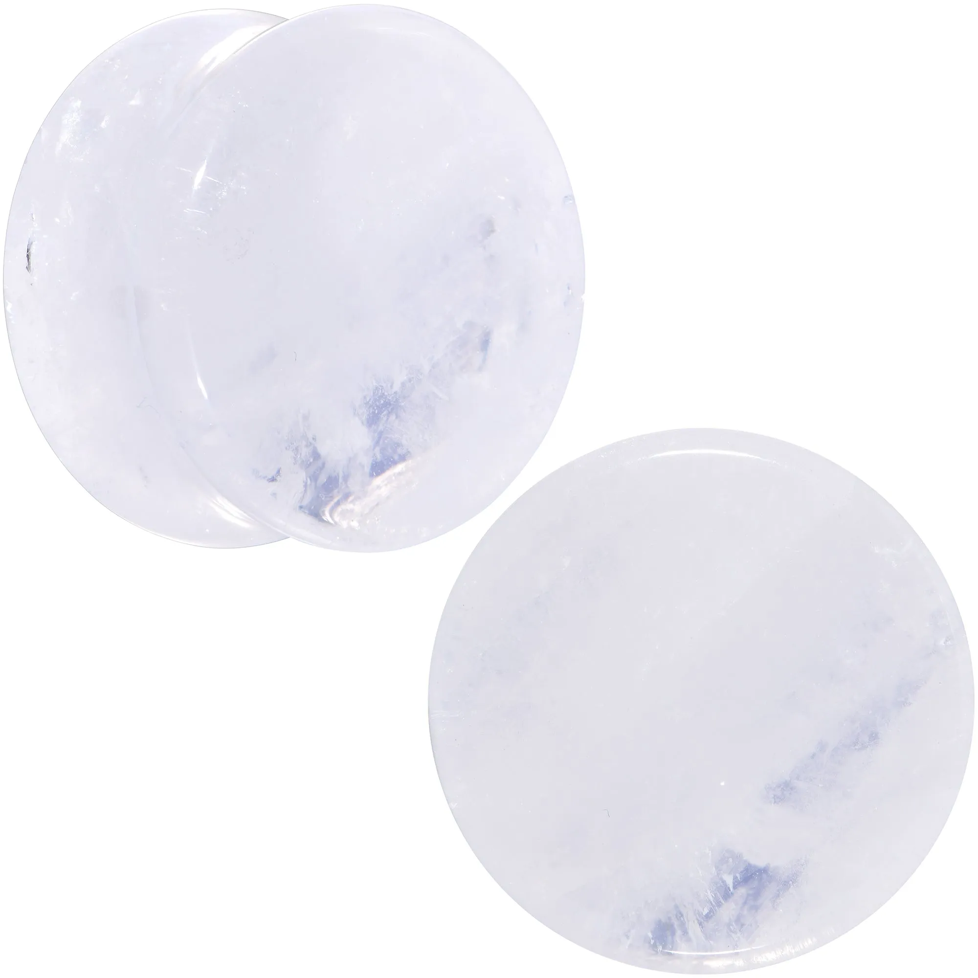 White Cloudy Quartz Double Flare Plug Set
