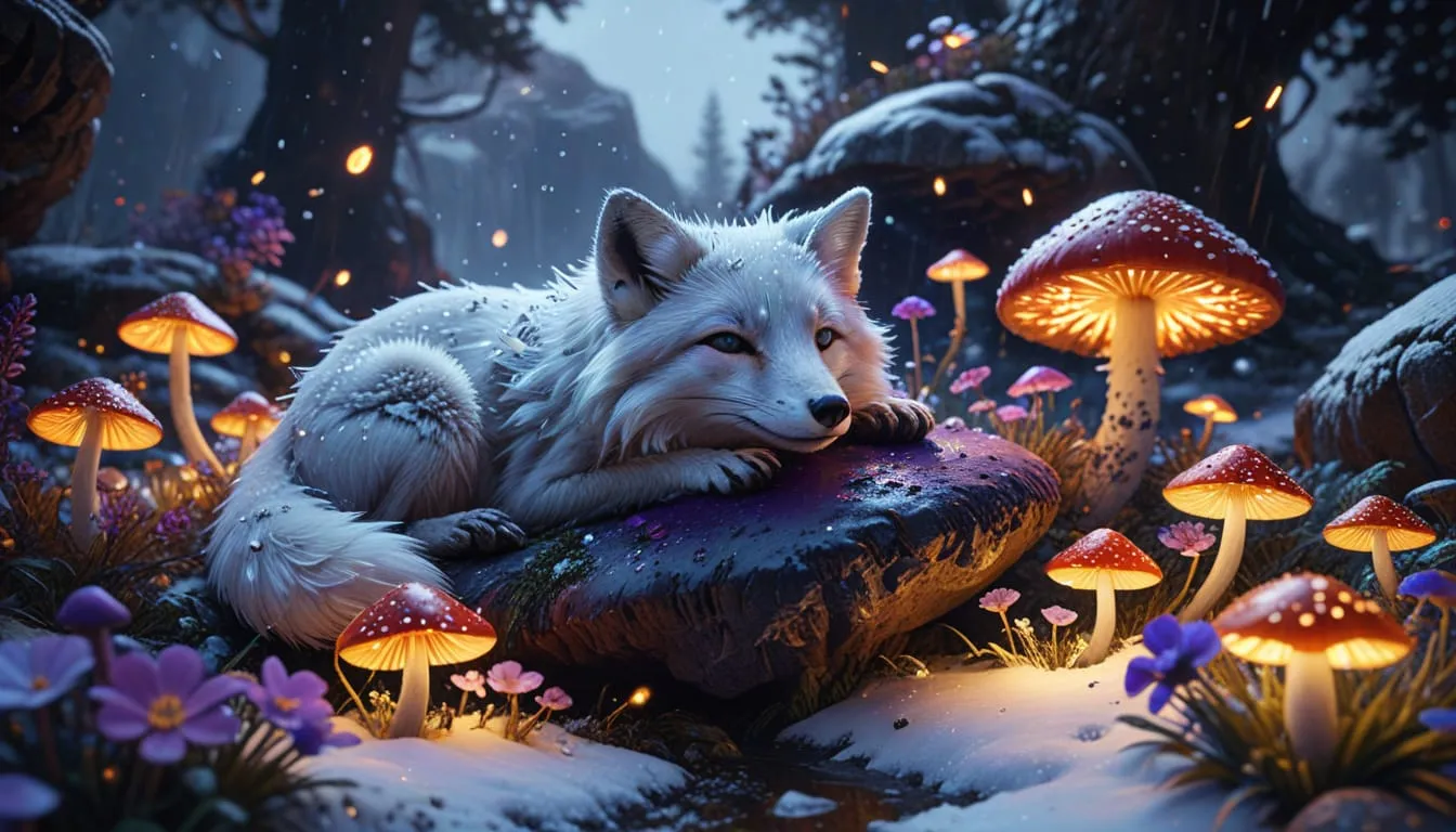 White Fox Snowy Sky AI Enhanced Versatile Digital Designed Instant Download DIY Project Unique Design to Inspire and Transform Your Space