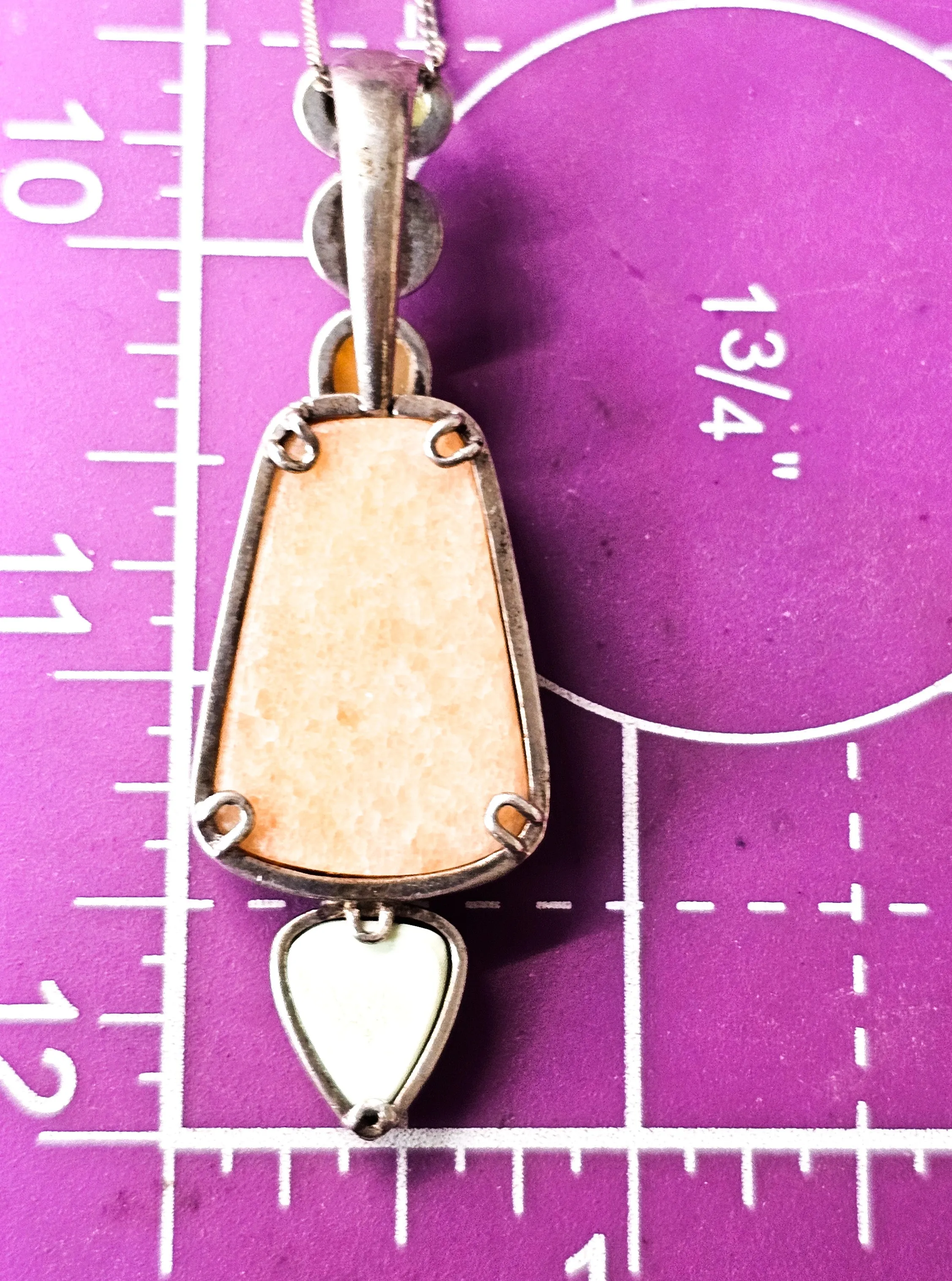Whitney Kelly multi gemstone peach calcite sterling silver pendant necklace