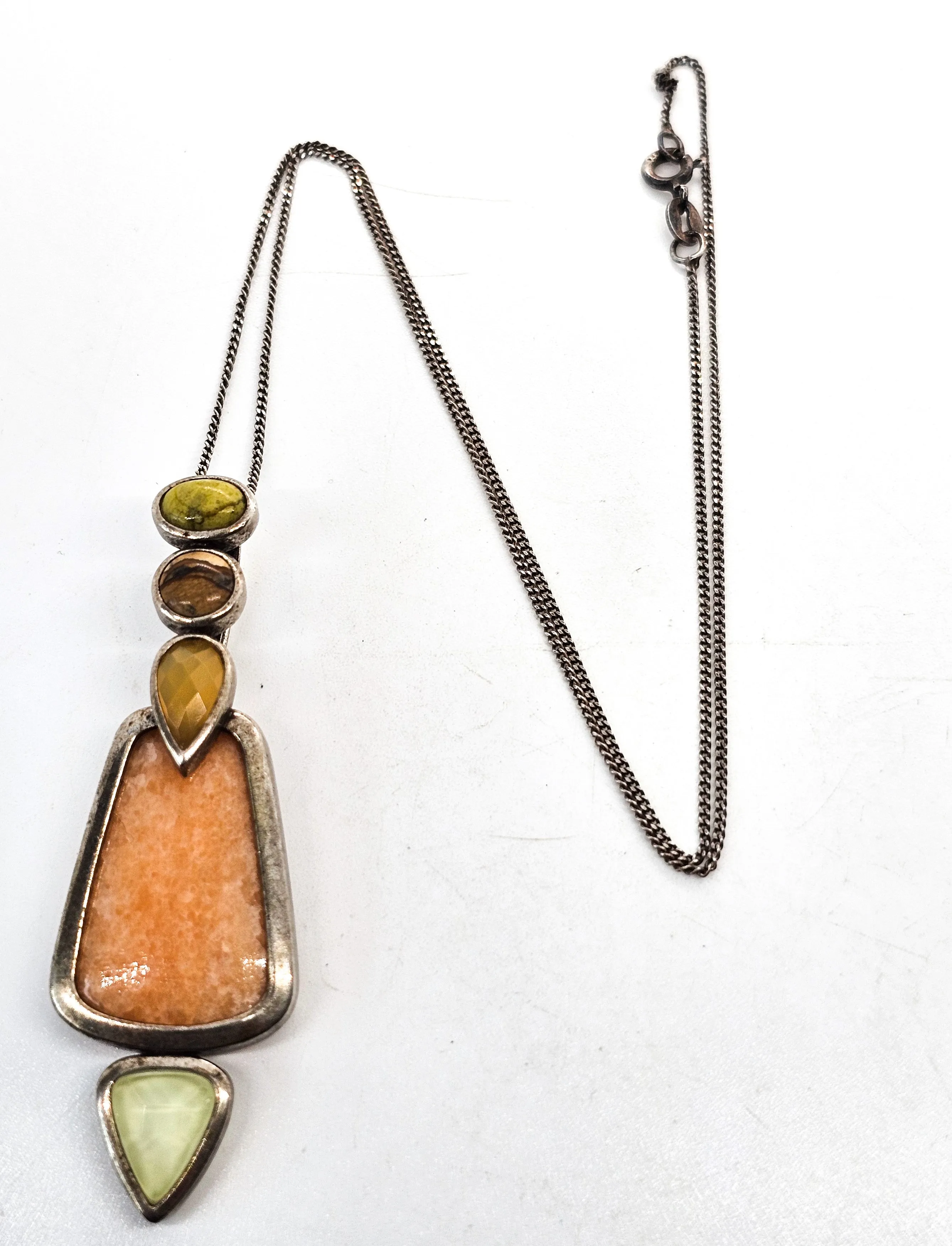 Whitney Kelly multi gemstone peach calcite sterling silver pendant necklace