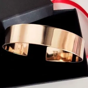 Wide Gold Cuff Bracelet - Monogram Cuff