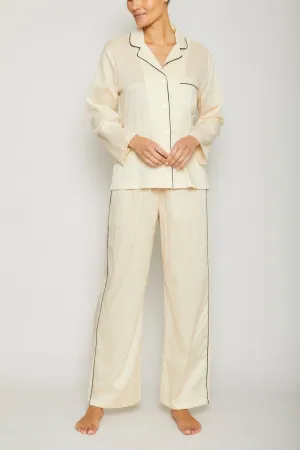 Wide Leg Sport PJ Set - Piped in Navy