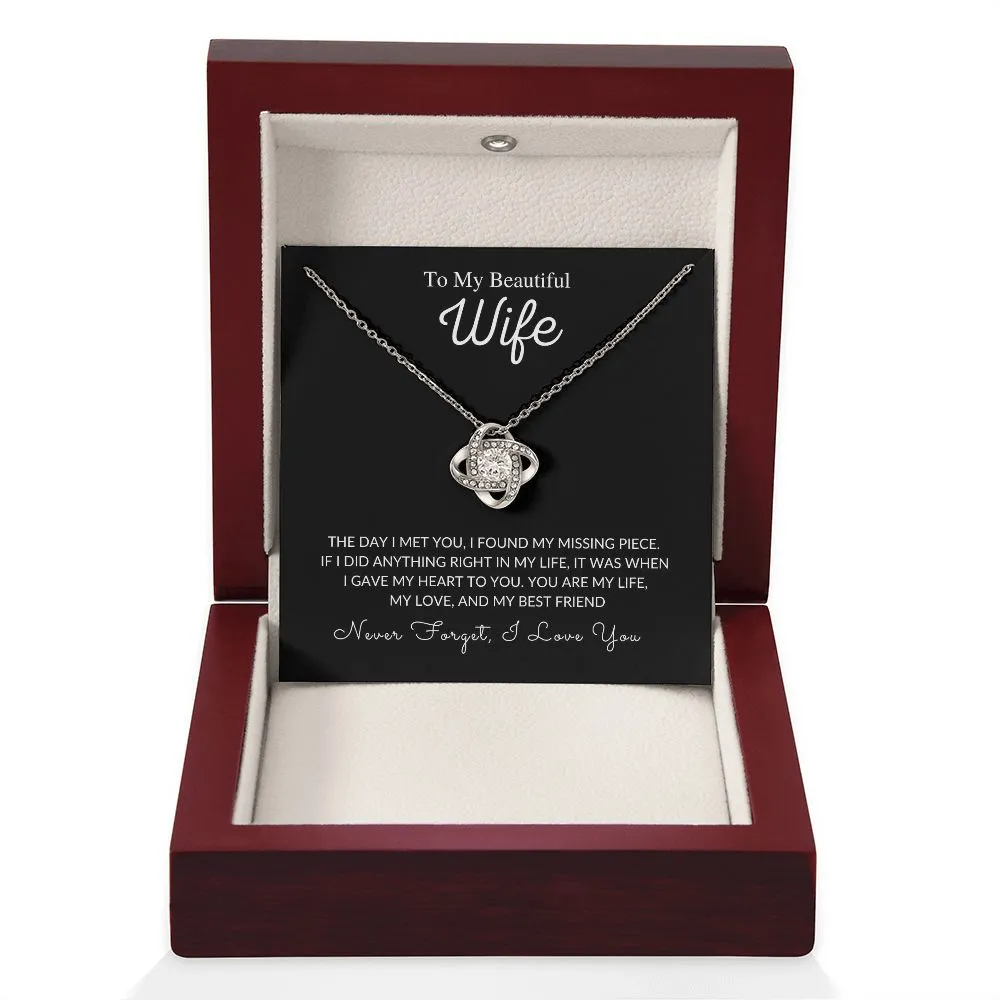 Wife Anniversary Necklace with Poem Card, Birthday Custom Necklace, 14k White Gold Stainless Steel