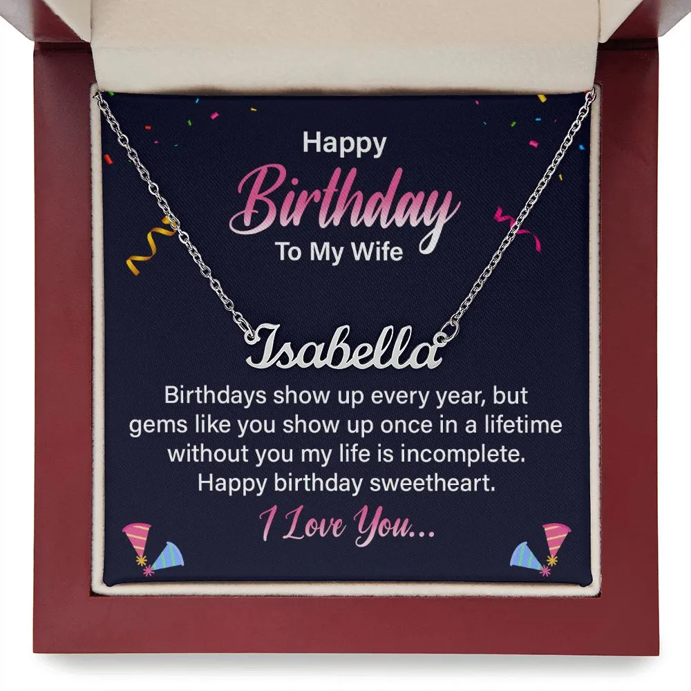 Wife Birthday Name Necklace-You're a gem!