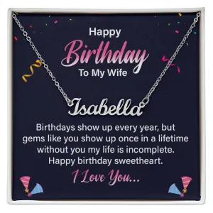 Wife Birthday Name Necklace-You're a gem!