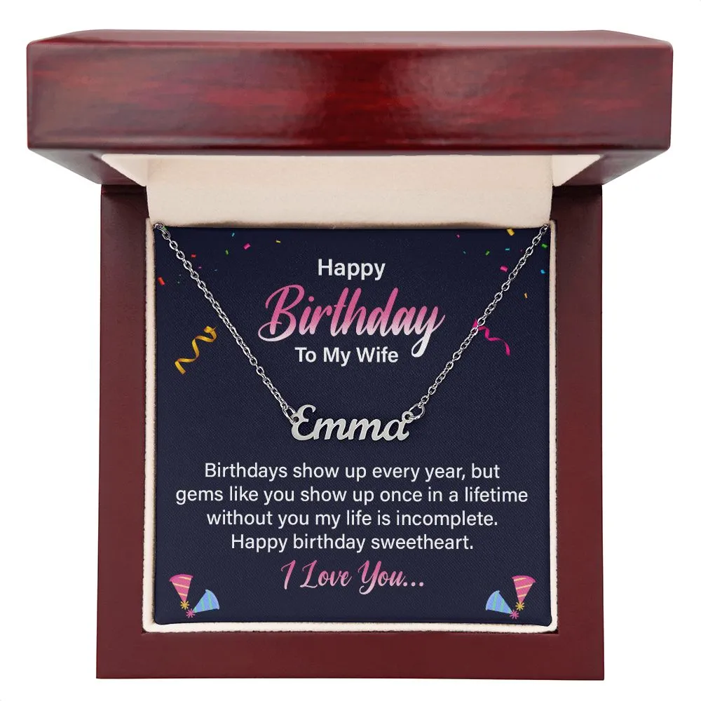 Wife Birthday Name Necklace-You're a gem!