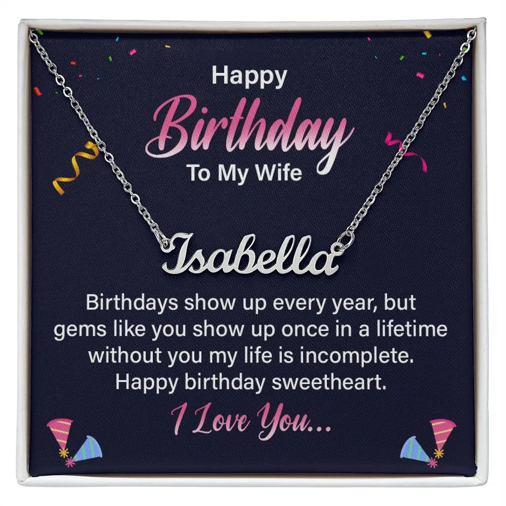 Wife Birthday Name Necklace-You're a gem!