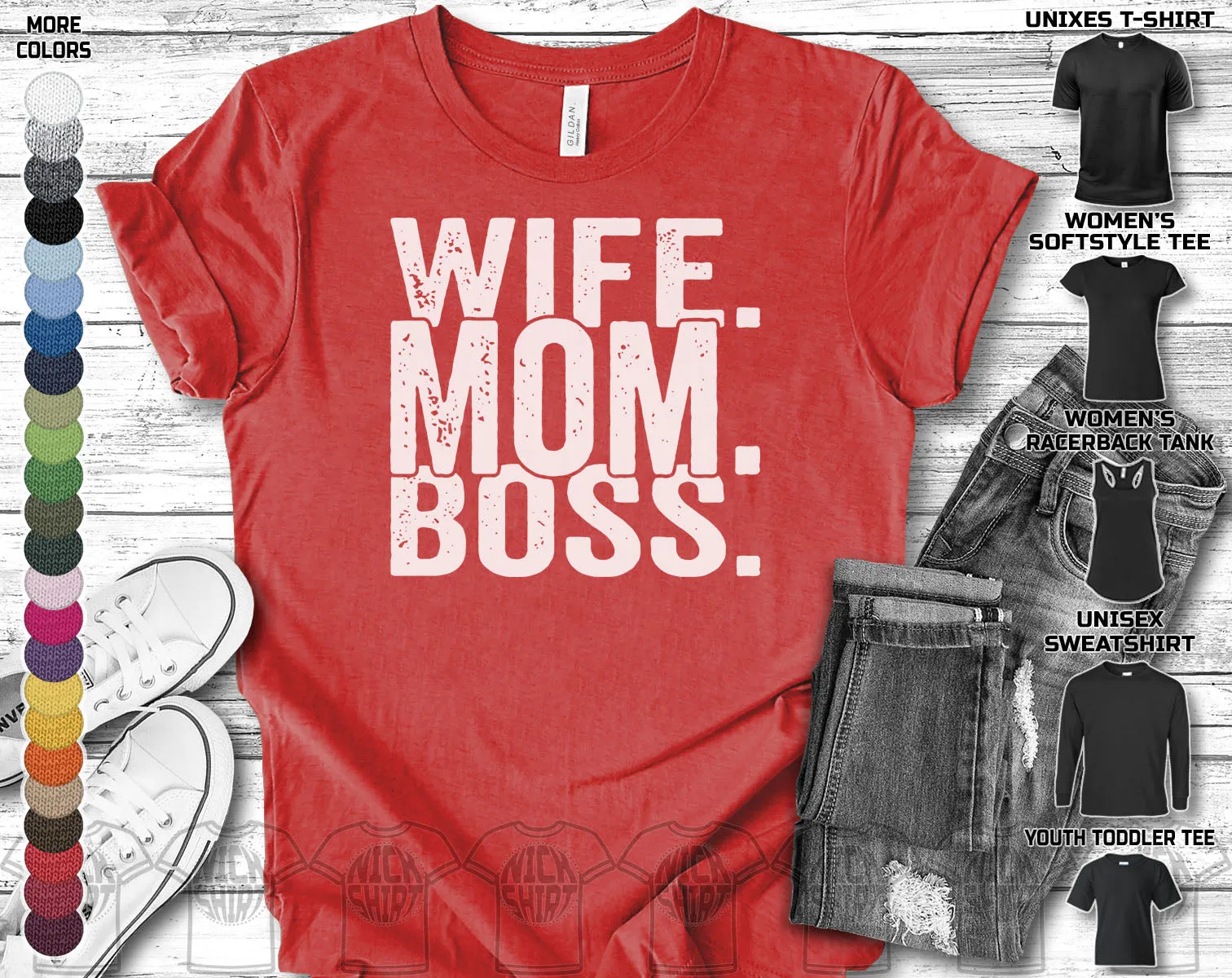 Wife Mom Boss Mothers Day Mama Mammy Love Heart Family Gift Unisex T-Shirt