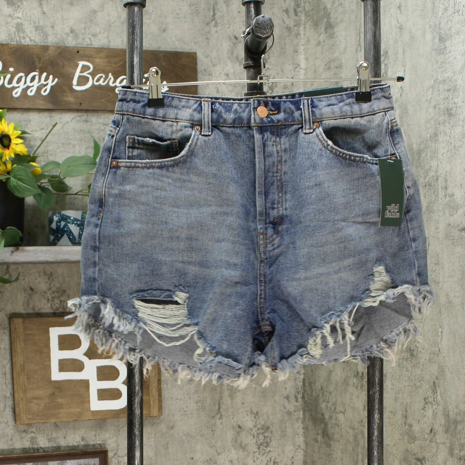 Wild Fable Women's High Rise Frayed Hem Jean Shorts
