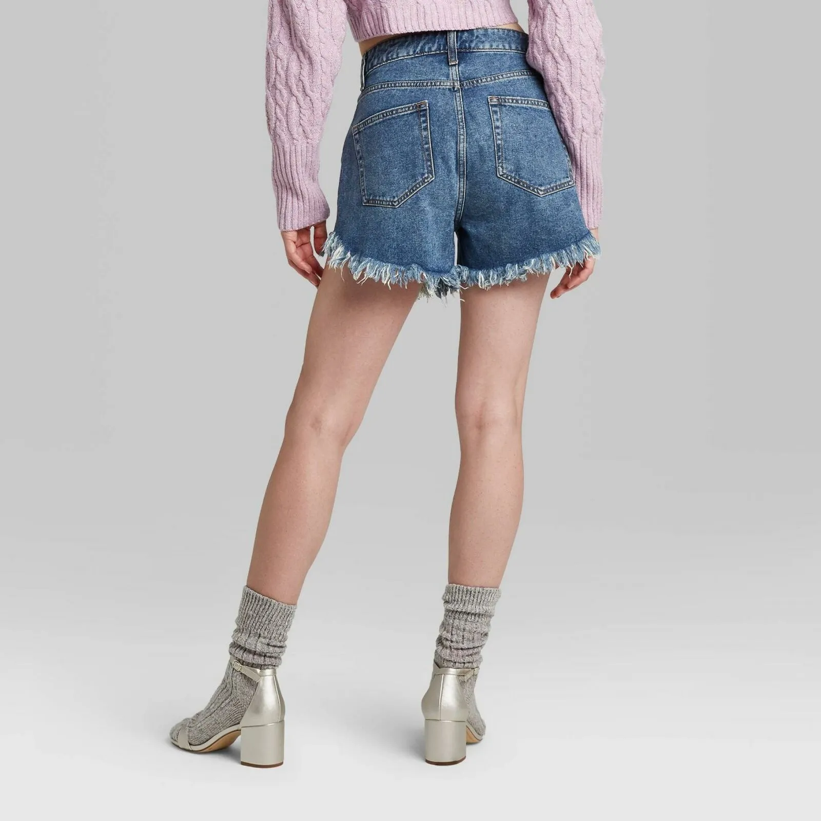 Wild Fable Women's High Rise Frayed Hem Jean Shorts