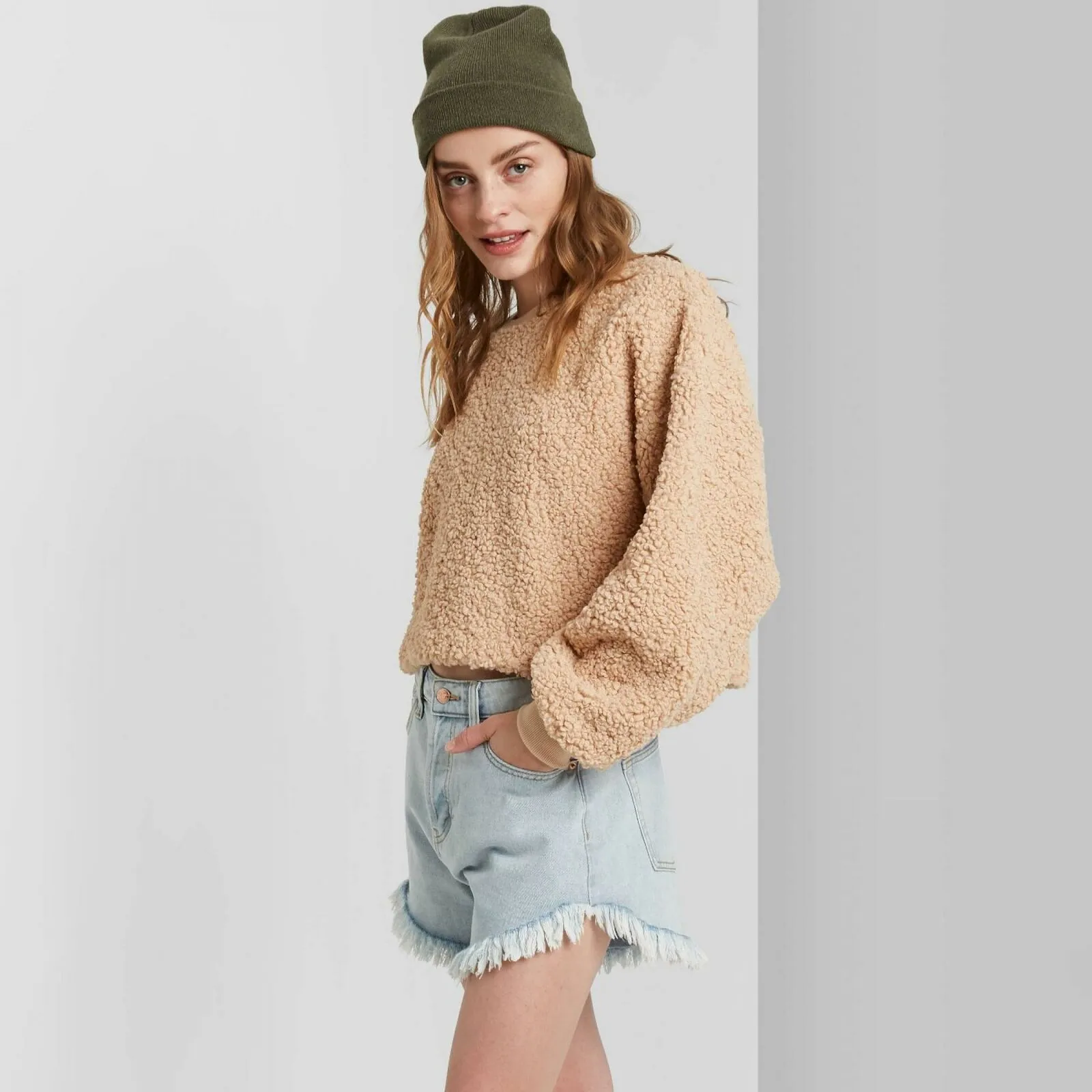 Wild Fable Women's High Rise Frayed Jean Shorts