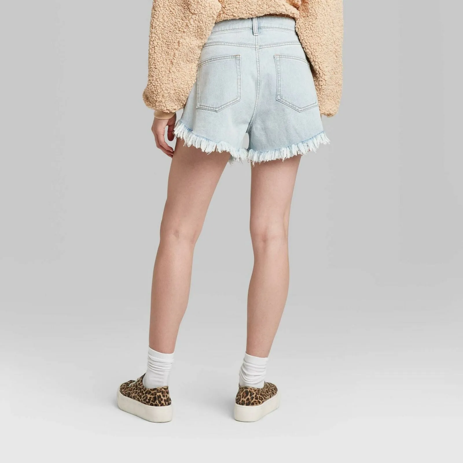 Wild Fable Women's High Rise Frayed Jean Shorts