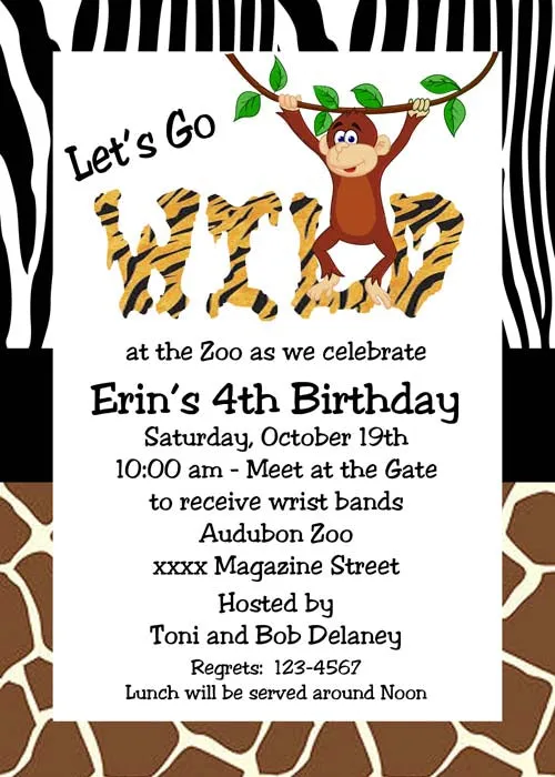 WILD MONKEY CUSTOM INVITATION