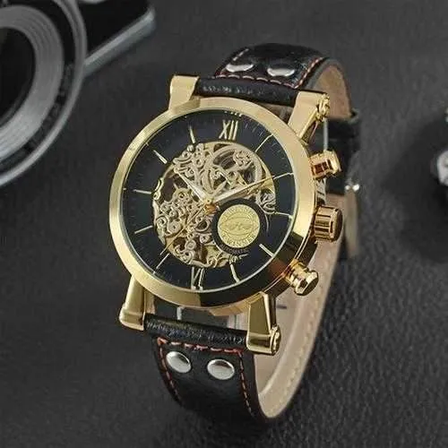 WINNER F081203 Automatic Mechanical Watch Luxury Leather Strap Men Wrist Watch