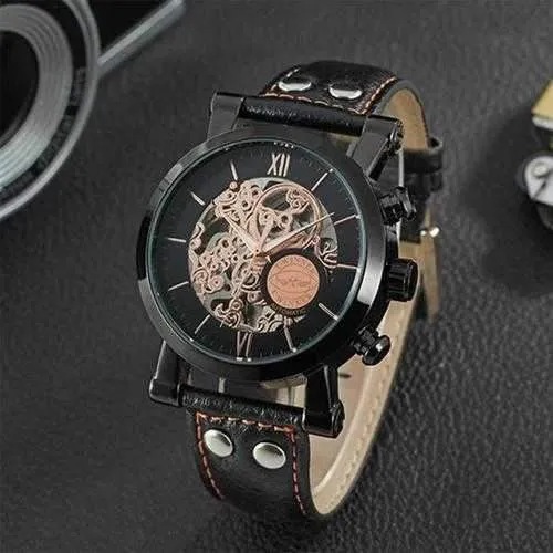 WINNER F081203 Automatic Mechanical Watch Luxury Leather Strap Men Wrist Watch