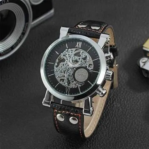 WINNER F081203 Automatic Mechanical Watch Luxury Leather Strap Men Wrist Watch