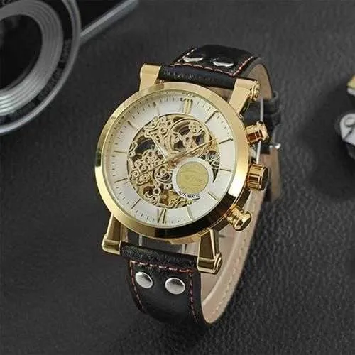 WINNER F081203 Automatic Mechanical Watch Luxury Leather Strap Men Wrist Watch