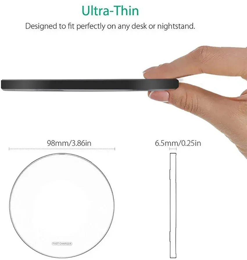 Wireless Charger Pad for iPhone, Samsung, Xiaomi, Huawei, Smartwatch