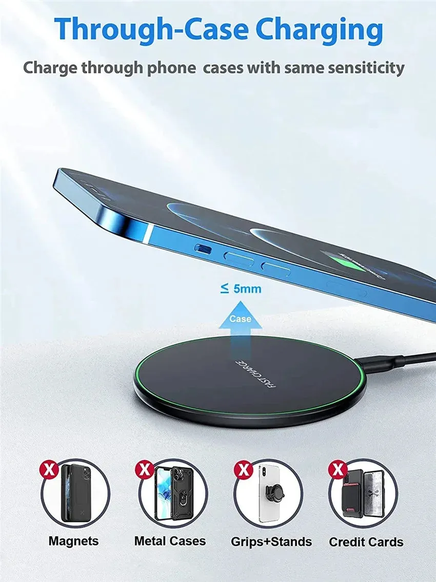 Wireless Charger Pad for iPhone, Samsung, Xiaomi, Huawei, Smartwatch
