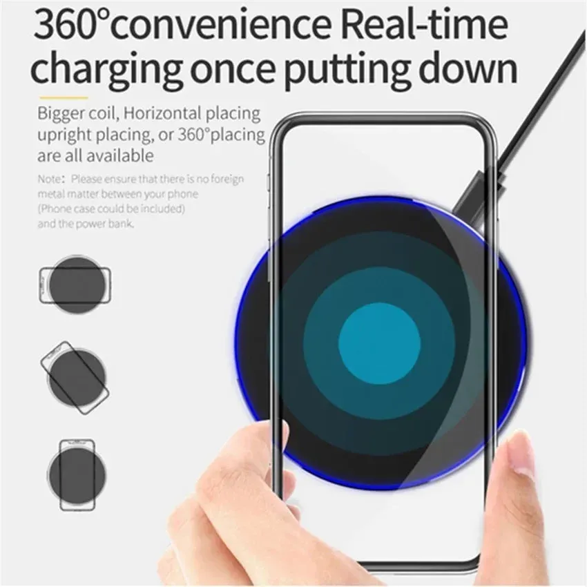 Wireless Charger Pad for iPhone, Samsung, Xiaomi, Huawei, Smartwatch