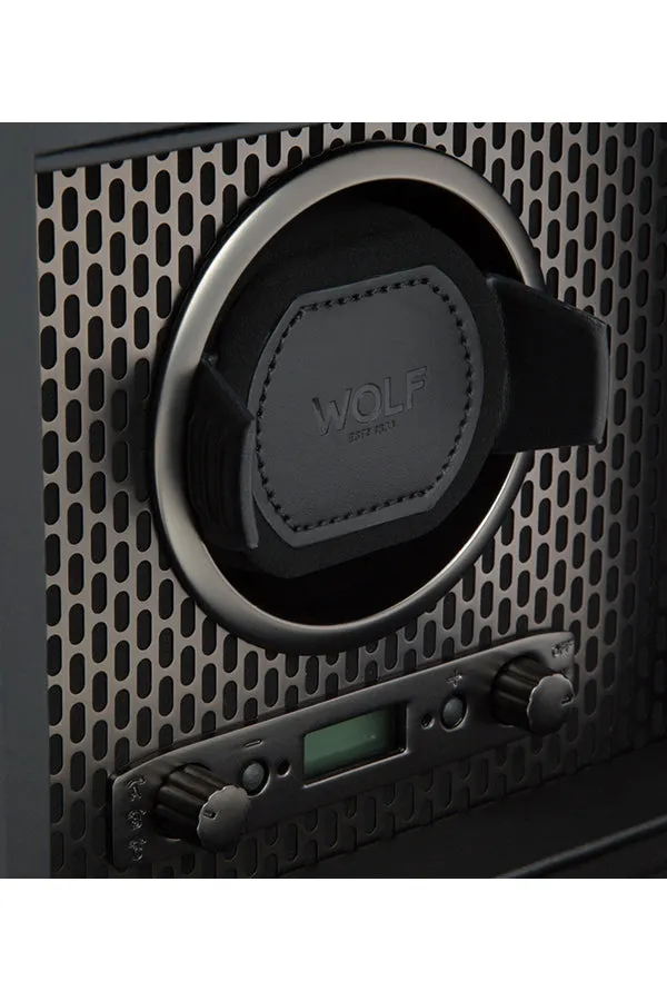 WOLF AXIS Single Watch Winder with Storage in POWDER BLACK