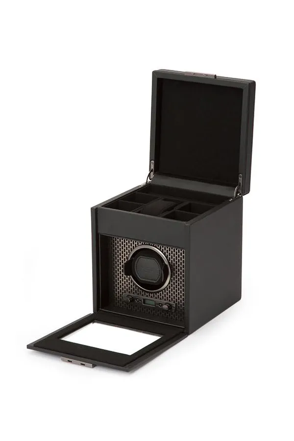WOLF AXIS Single Watch Winder with Storage in POWDER BLACK