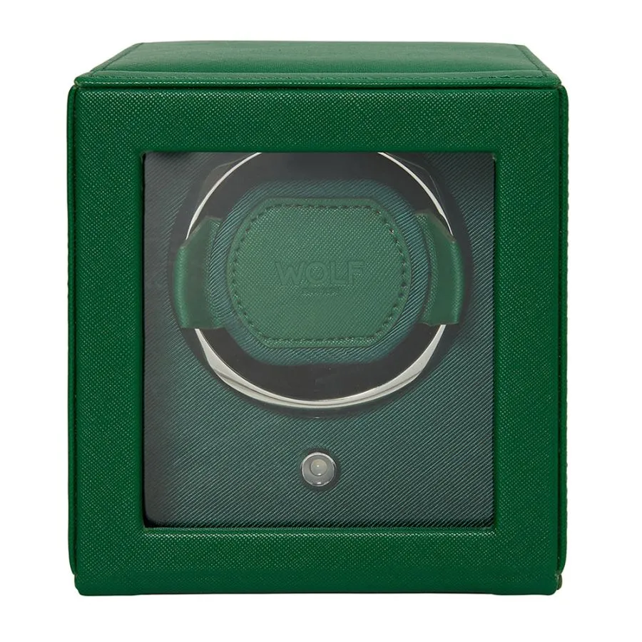 Wolf Cub Single Watch Winder with Cover in Tuttie Frutti Green
