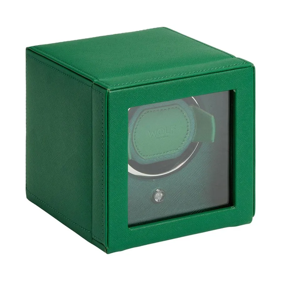 Wolf Cub Single Watch Winder with Cover in Tuttie Frutti Green