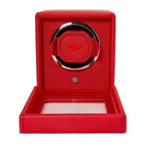Wolf Cub Single Watch Winder with Cover in Tuttie Frutti Red