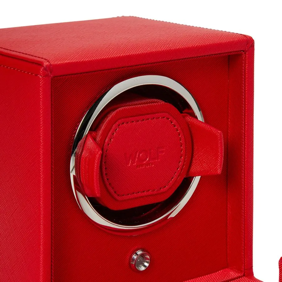 Wolf Cub Single Watch Winder with Cover in Tuttie Frutti Red